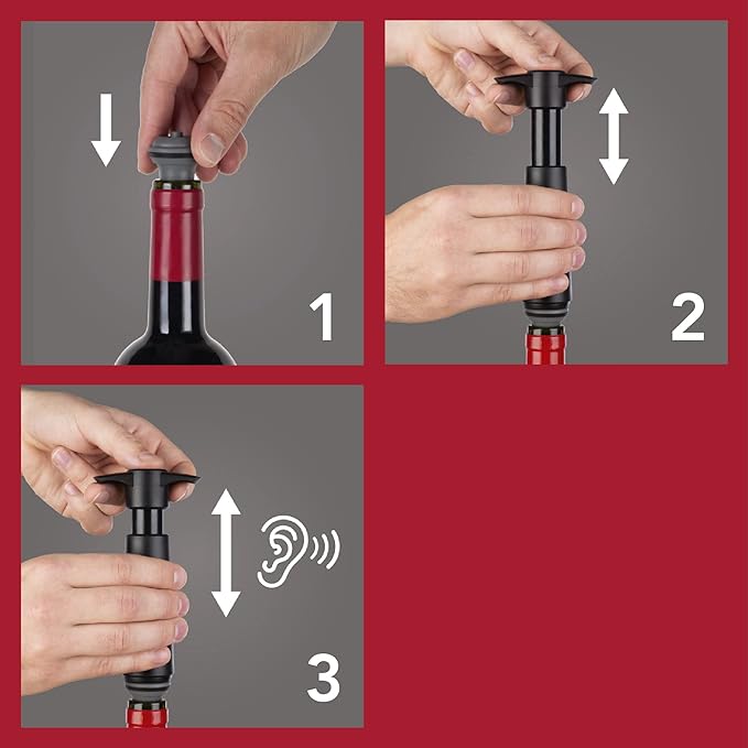 Vacu Vin Wine Saver Vacuum Stoppers – Set of 10 – Airtight Seal for Opened Bottles – Preserves Wine Freshness Up to 10 Days – Reusable & Dishwasher Safe – Compatible with Vacu Vin Wine Saver Pump