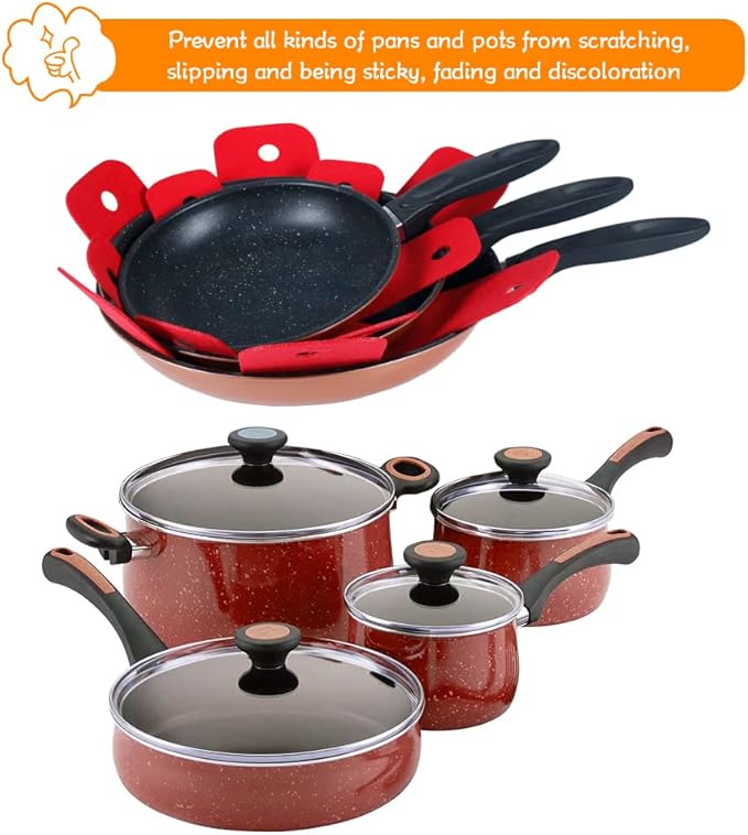 BYKITCHEN Pot Pan Protectors, Larger & Thicker Stacking Pot Protectors, Set of 8 and 4 Different Sizes, Pan Separator Pads for Stacking and Protecting Your Cookware(10/12/14/16inch)