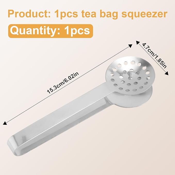 Tea Bag Squeezer Tongs, Stainless Steel Teabag Strainer Dispenser Gripper Picker Accessories for Tea Drinkers Gifts (Silver)