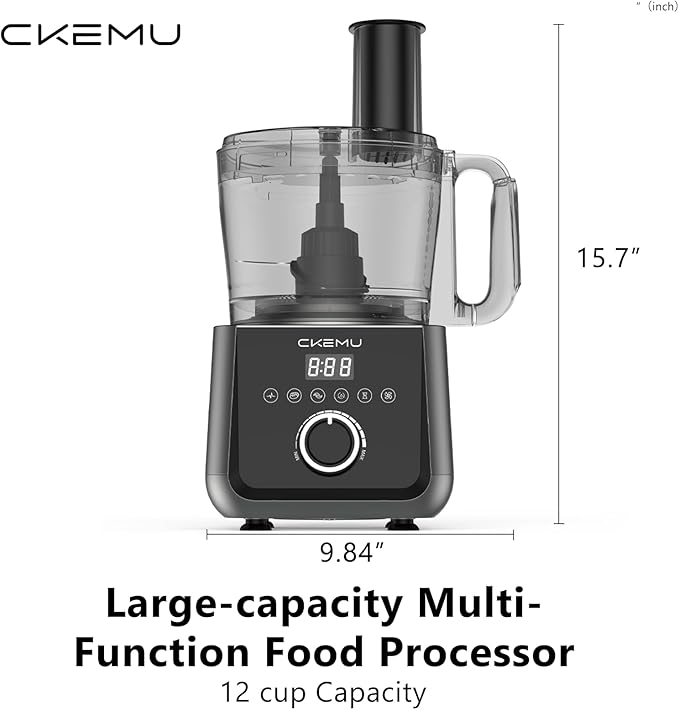 Smart Food Processor and Vegetable Chopper, 12 Cup Bowl, 6 Functions for Chopping, Slicing, French Fries, Purees & Dough, Food Chute & Pusher, Silver