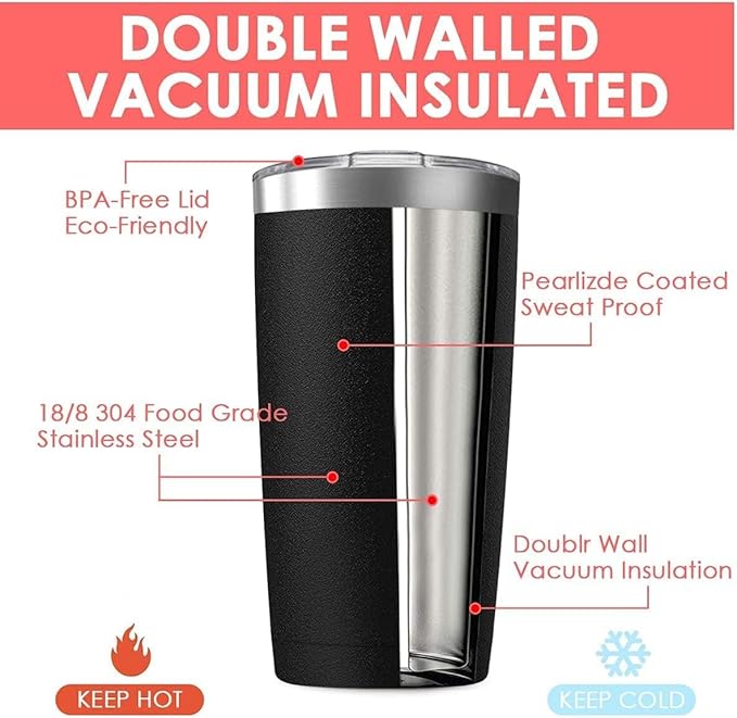 12Pack 20oz Tumbler Vacuum Insulated Travel Mug with Lids, Stainless Steel Double Wall Bulk Cup for Home, Office, Outdoor Suitable for Vehicle Cup Holders （White）