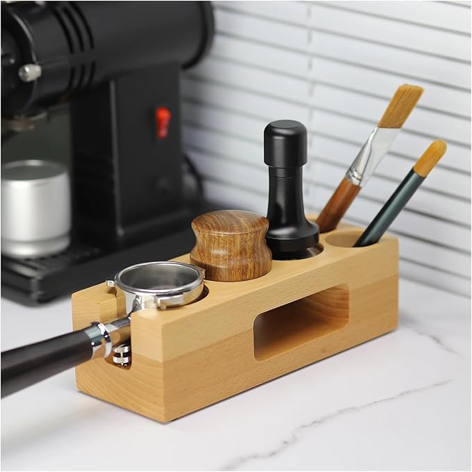Walnut Wood Coffee Filter Holder, Espresso Tamper Mat Stand, Coffee Maker Support Base Rack, Barista Accessories(Blue)