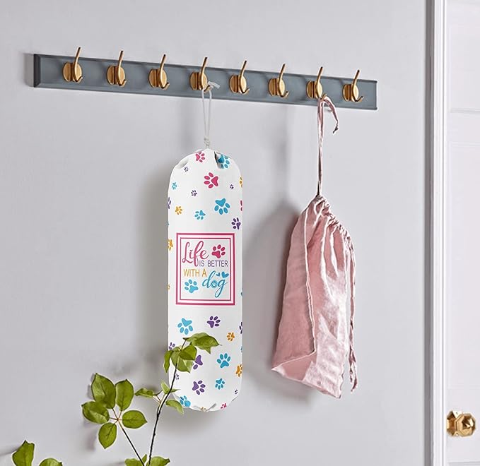 Funny Life Is Better With A Dog, Grocery Bags Holder Organizer For Shopping Bags, Wall Mount Plastic Bags Storage Container Dispensers, Gift For The Preferred Family And Friends