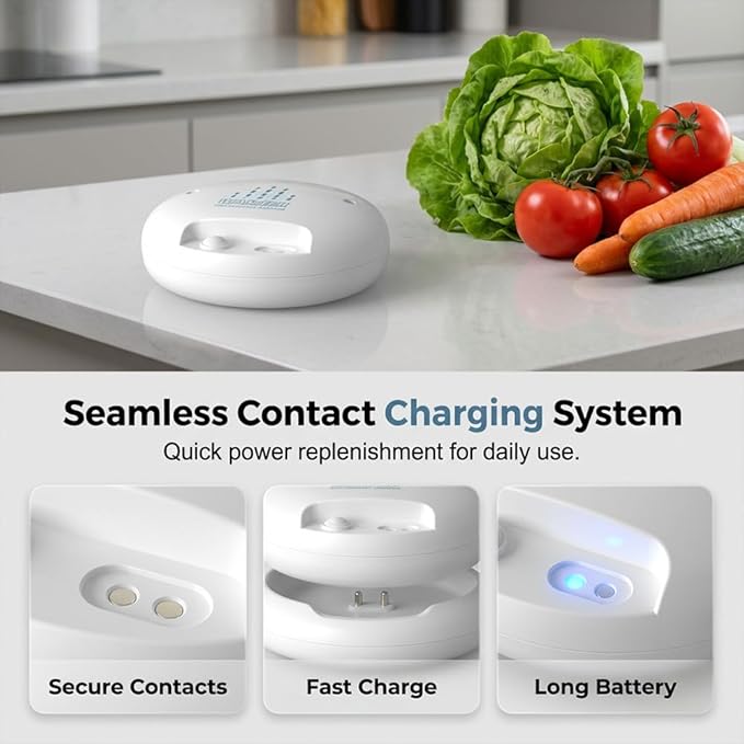 Fruit and Vegetable Washing Machine, Wireless Portable Food Cleaning Machine, Titanium Electrolysis Automatic Vegetable Cleaner for Home Kitchen (White)