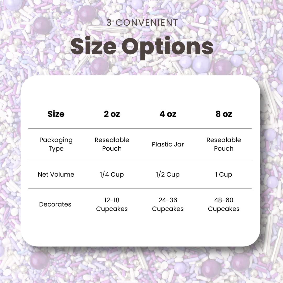 Sprinkle Pop Perfectly Purple Sprinkle Mix| Monochromatic Mix of Rich Purple White & Lavender Sprinkles Made in USA for Decorating Valentine’s Day Bridal Shower Birthday Cakes Cookies Cupcakes, 4oz