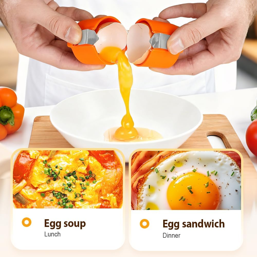 Egg Shell Opener, 2026 Upgrade Egg Peeler, Stainless Steel Egg Slicer for Hard Boiled Eggs, Egg Peeling Tool, Hard Boiled Egg Peeler, Egg Shell Cutter for Boiled Egg (Orange)