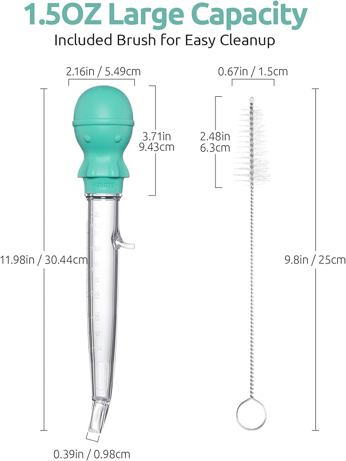 U-Taste 18/8 Stainless Steel Measuring Cups and Spoons Set of 10 Piece, Upgraded Thickness Handle (Multicolors) and 1.5oz Heat-Resistant Angled Turkey Baster with Cleaning Brush (Aqua Sky)