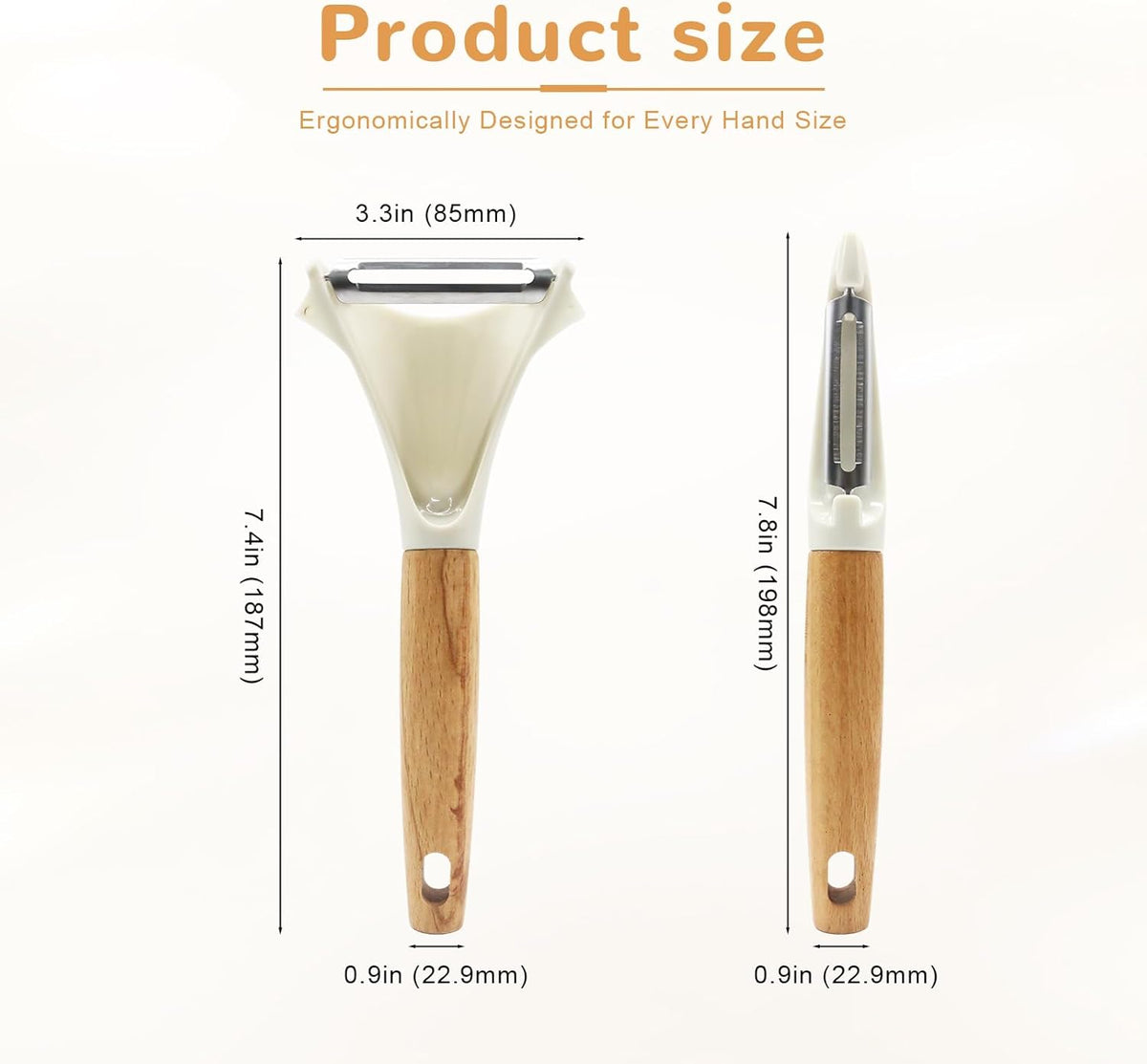 Potato Peelers Set of 2, Stainless Steel Vegetable Peeler with Non-Slip Wood Handles, Y & I Shape Kitchen Peelers for Carrot, Apple, Potato - Dishwasher Safe