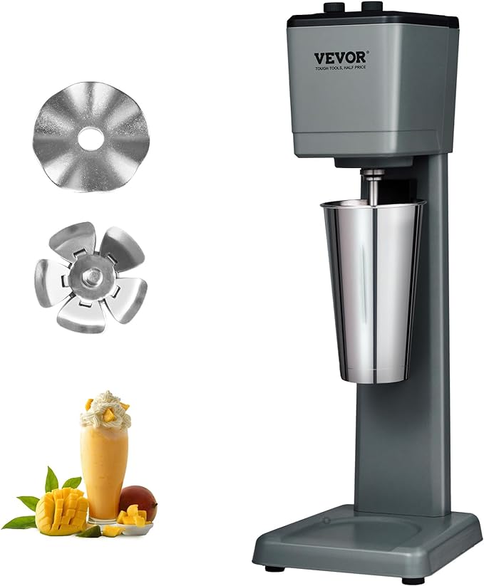 VEVOR Milkshake Maker Machine, 375W Commercial Milk Shake Maker Mixer, Single Head Drink Mixer Blender Machine, 3-Speed Milkshake Blender with 27.7oz Stainless Steel Cup for Commercial