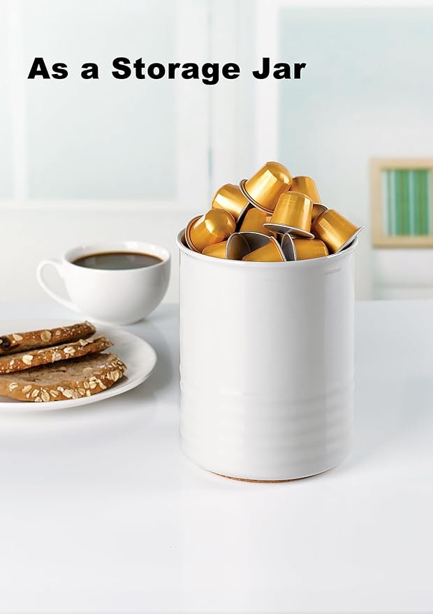 Utensil Holder, 6.7" Ceramic Kitchen Utensil Crock for Countertop Cooking, Modern Utensil Caddy Jar Organizer for Farmhouse Kitchen Counter Decor (White)
