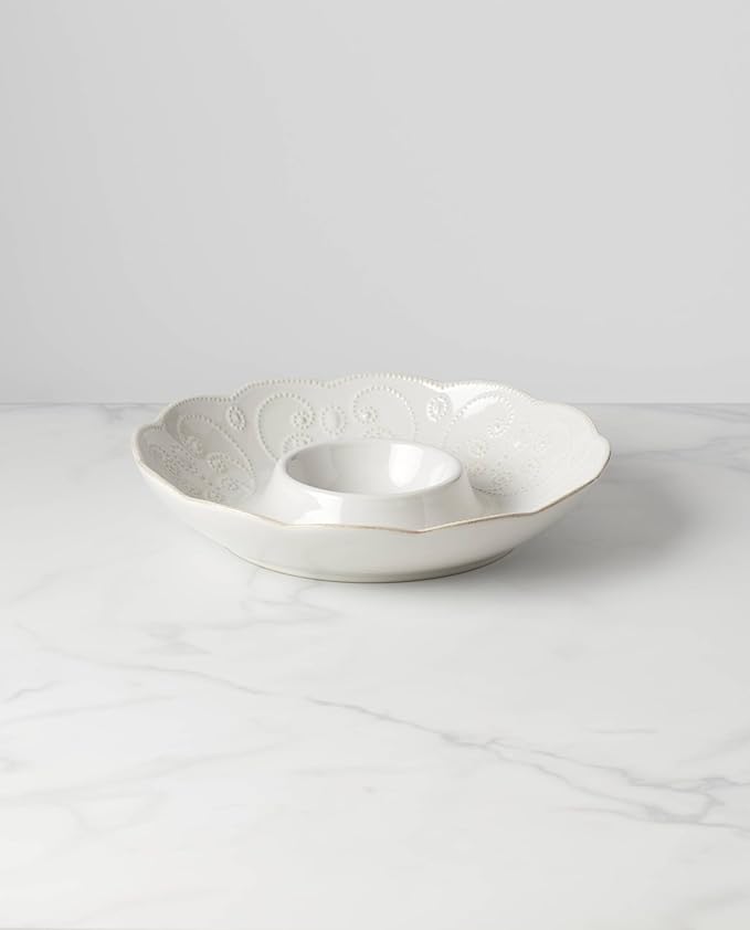 Lenox French Perle Chip and Dip Tray, White -