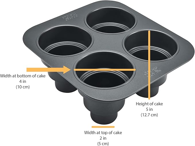 Chicago Metallic Mini Multi-Tier Round Cake Pan, Makes 4 Individual 3-Tier Celebration Cakes, Professional Grade Non-Stick Bakeware for Weddings, Showers, Parties