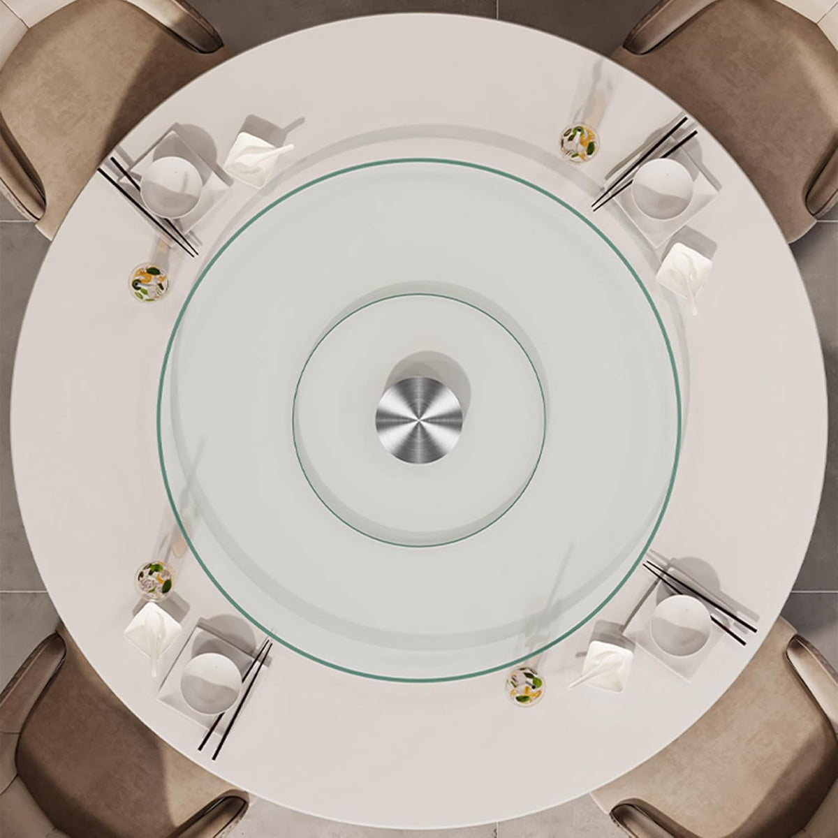 Lazy Susan 30.7 inch Glass Turntable Dining Table Large Round Serving Plate Tabletop Rotating Tray with Swivel Assist System Silent & Smooth Spin (78cm / 30.7in)