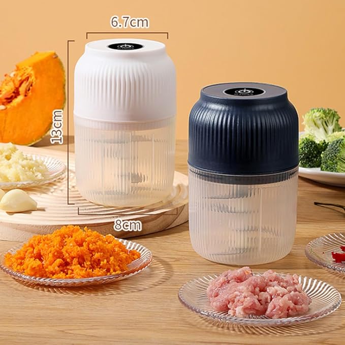 2026 Upgraded Household Electric Garlic Crusher, Capacity Electric Garlic Chopper, Mini Portable Veggie Cutter, 4 Sharp Stainless Steel Blades Mini Electric Food Chopper, Easy to Clean (White-2pcs)