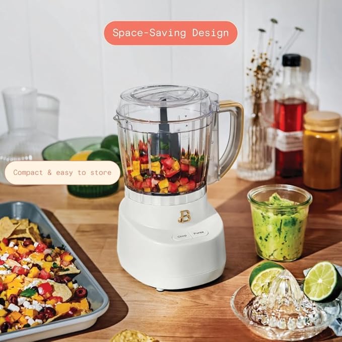 3-Cup Mini Food Chopper 250W with, Electric Food Processor, Chop & Puree Function, Dishwasher Safe Parts, Safety Lid, Compact Kitchen Appliance (White Icing)