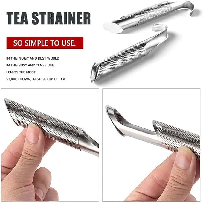 2PCS stainless steel tea filter mesh with hook handle, stainless steel tea diffuser, loose leaf tea infuser (2PCS)