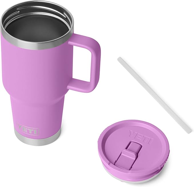 YETI Rambler 30 oz Travel Mug with Flip Straw Lid – Stainless Steel, Vacuum Insulated, Leakproof, Cup Holder Friendly