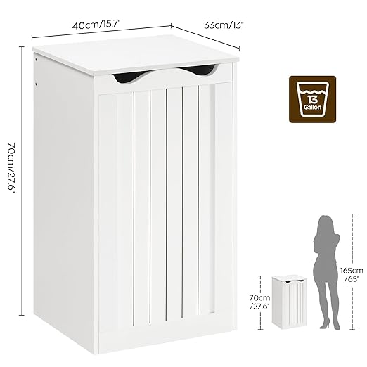 YATINEY Trash Can Cabinet,13 Gallons Hidden Kitchen Garbage Can with Lid, No Inner Bin Needed, Wooden Recycling Trash Bin Cabinet for Kitchen, Living Room White WB05WW