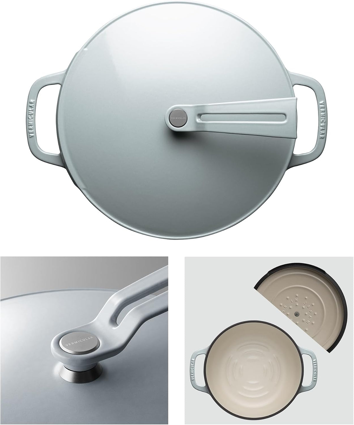 Vermicular Oven Pot 2.0 | Lightweight Enameled Cast Iron Pot | 26cm (5.9 Qt) | Non-Toxic | Induction-compatible | Dutch Oven | Made in Japan | Oyster Gray