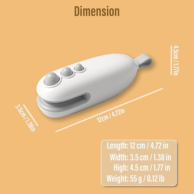 Mini Bag Sealer with Cutter, Rechargeable, Handheld Heat Sealer Machine with Magnetic, Portable Bag Sealer Heat Seal for Keep Food Fresh and Snacks Crispy. White