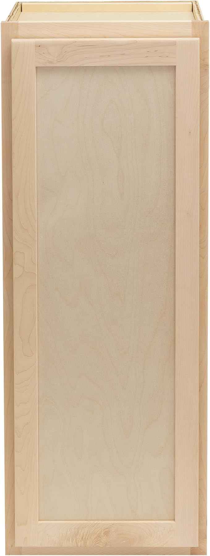 Quicklock RTA (Ready-to-Assemble) 42" Tall Wall Kitchen Cabinets - Shaker Style | 100% Hardwood | Made in America | Soft Close Hardware (Raw Maple, 12" D x 21" W x 42" H)