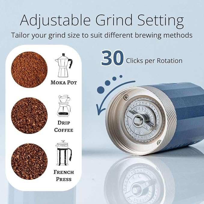 1Zpresso Q Air Manual Coffee Grinder-Black, Mini Slim Travel Sized Fits in the plunger, Stainless Steel Conical Burr, Numerical Adjustable Setting for Pour Over French Press Cold Brew.