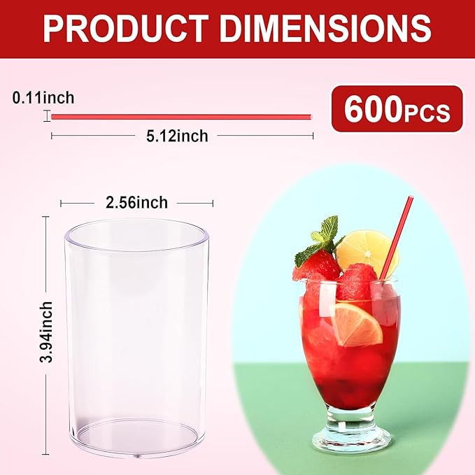 600 Pcs Coffee Stirrers Stir Sticks Set - Acrylic Stir Stick Holder Cocktail Bar Straws Drink Stirrers for Coffee Whiskey Disposable Drinking Straws Party Supplies(Red, Pink, Rose Red)