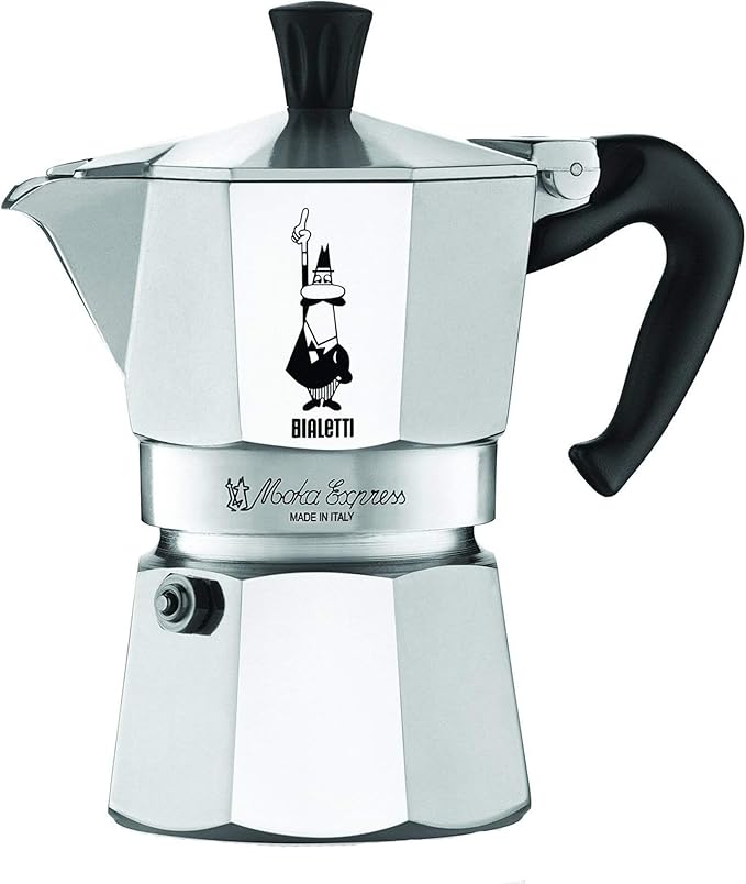 Bialetti Moka Express #06799 3-Cup Espresso Maker Machine and #06960 Bialetti, Six Replacement Gaskets and Two Bialetti Replacement Filter Plates Bundle