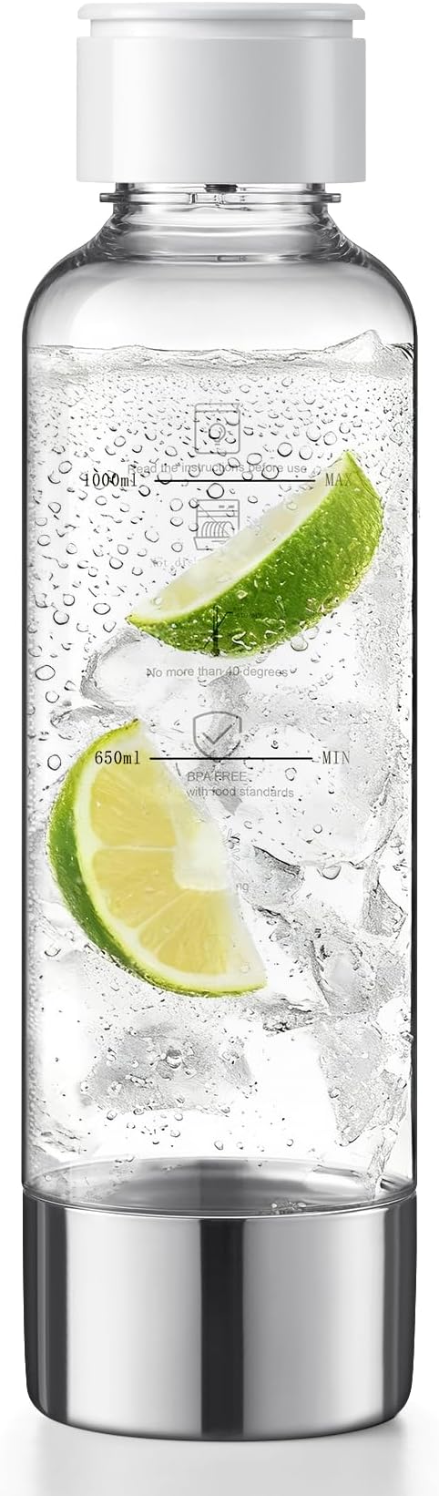 MOKKOM Sparkling Water Maker Stainless Steel & 1L Reusable Soda Maker Bottle
