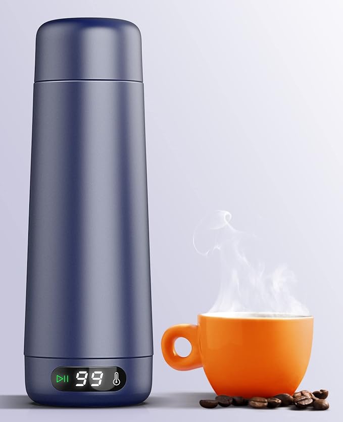 Travel Kettle, Dual Voltage Portable Electric Kettle 110V-220V-240V Smart Small Water Boiler 370ML for Tea & Coffee, 316 Stainless Steel, 6 Temperature Control and LCD Display, for Global Use
