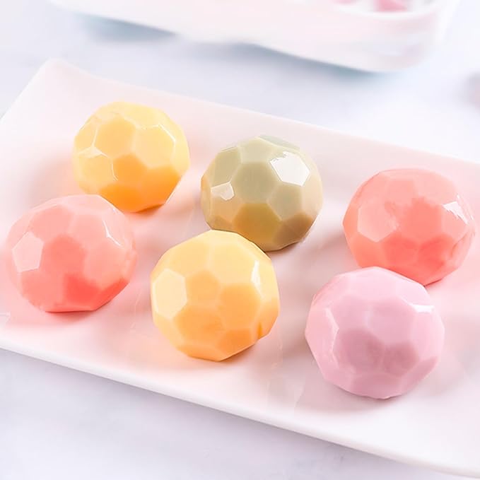 2 Pcs Diamond Ball Cake Silicone Molds, 3D Geometric Half Ball Mousse Cake Baking Molds, Silicone Pastry Chocolate Molds for Cake Decoration French Dessert Truffle Jelly Pudding (6-Cavity)