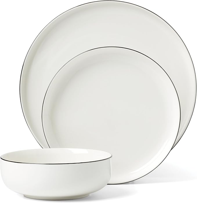 Oneida 896602 24 Seven Black Rim 12-Piece Dinnerware Set