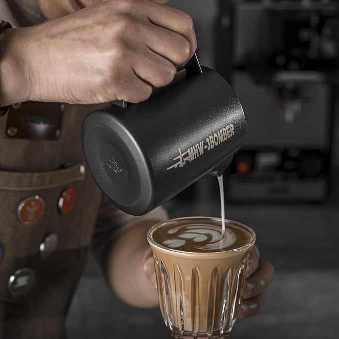 MHW-3BOMBER WDT Tool Espresso Distribution Tool with Magnetic Stand for Barista+ MHW-3BOMBER Espresso Steaming Pitcher Milk Frothing Pitcher Stainless Steel Milk Coffee Cappuccino Latte Art Barista Cu