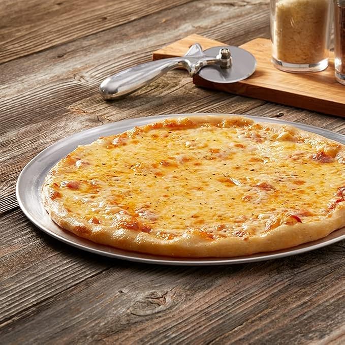American Metalcraft TP18 18” Diameter Pizza Pan - 18-Gauge Aluminum - Commercial Wide Rim - 16 Inch Interior Diameter - Oven-Ready - Silver