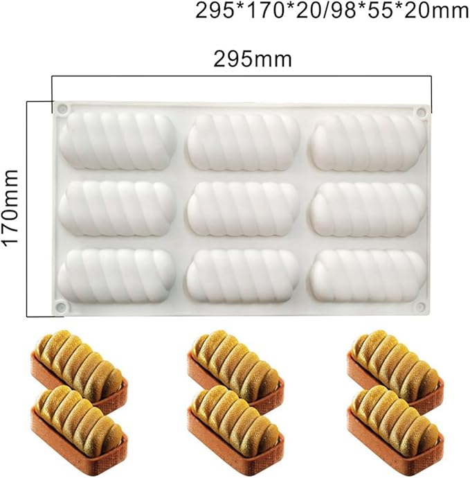 Silicone Mold for Baking Cakes,Soap Molds,Flower Shape Silicone Molds for Homemade French Dessert Mold for Pastry Chocolate,Jelly Chocolate Mold ＆ Ice Cube Tray (A_ Spiral Twist Shape)