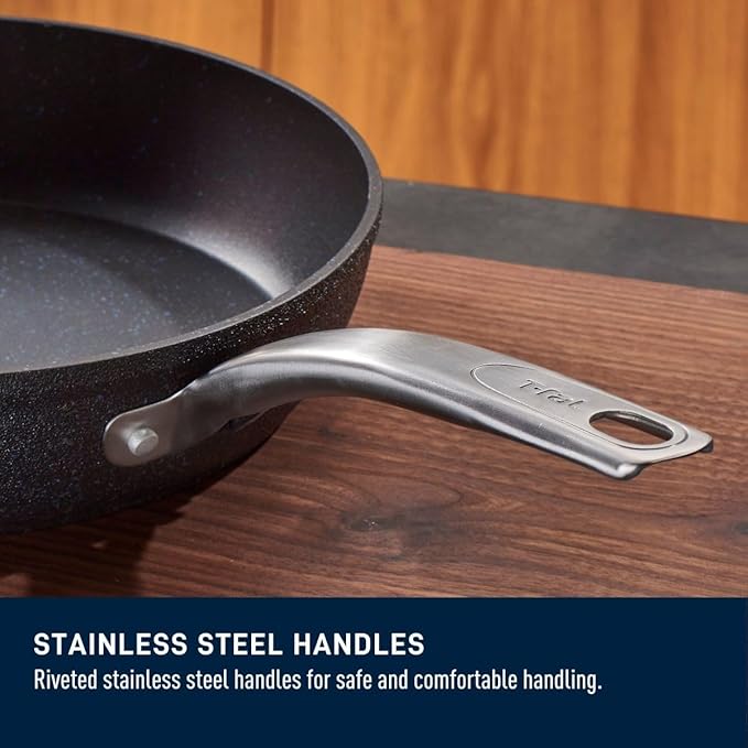 T-FAL StoneShield 10"/ 26cm Frypan, Non-Stick, Anti-Warp, Rock Texture, Dishwasher & Oven Safe, Easy to Clean
