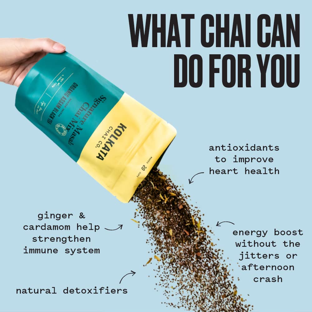 Kolkata Chai Rose Masala Chai mix, 100% Organic Black Tea, Makes 20 cups, Premium loose leaf tea and spice blend, All Natural, 4.23 oz