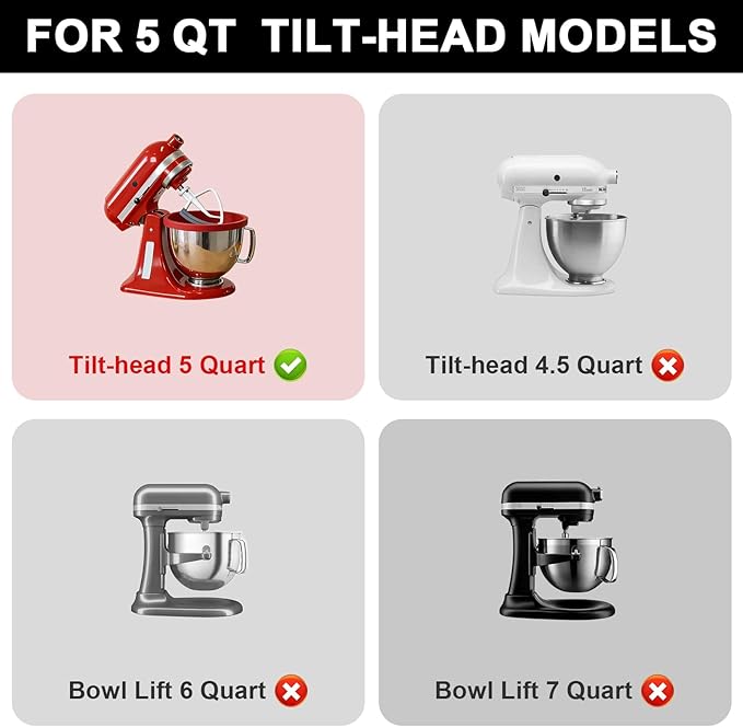 3PCS Silicone Bowl Liners with Lids,5Qt Tilt-Head Silicone Liners for Kitchenaid Stand Mixer,Odourless,Thicker, Cold/Heat-Resistant & Non-Stick, Easy Clean(Red+White+Black)(with Oven mitts)