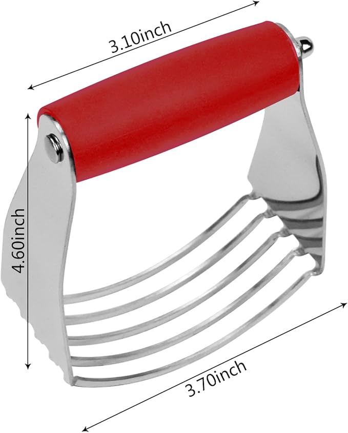 Dough Blender Heavy Duty Pastry Cutter Stainless Steel Butter Cutter Professional Baking Tool For Mixing Flour Butter (Red)