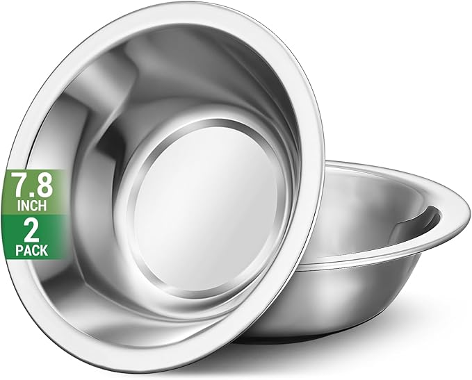 304(18/8) Stainless Steel Mixing Bowls for Kitchen, 2 Pack 7.8" 28.89 fl.oz Metal Mixing Bowls Set Stackable for Baking Serving Cooking Food Prep Storage Dishwasher Safe Lightweight