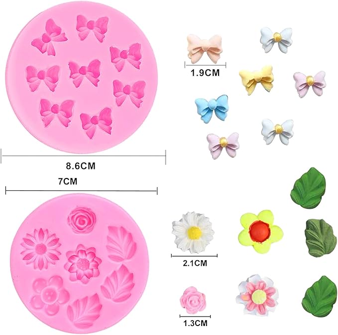 7 Pack Strawberry Baking Mold 3D Strawberry Embed Silicone Fruit Shape Pastry Mold Silicone Handmade Candy Bow Molds for Chocolate Fondant Ice Cream Cupcake Cake Decor - QS7