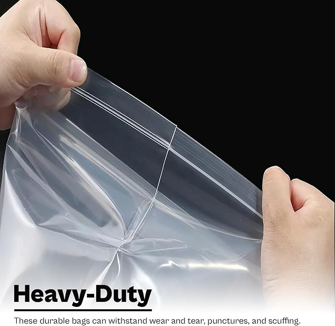 PSBM 500 Count 4 Mil 12 Inch x 15 Inch, White Block Reclosable Poly Bags, With Write-On Block, Clear Zip Plastic Bag, Lock Seal Zipper For Packing, Storing, Organizing & Shipping Products