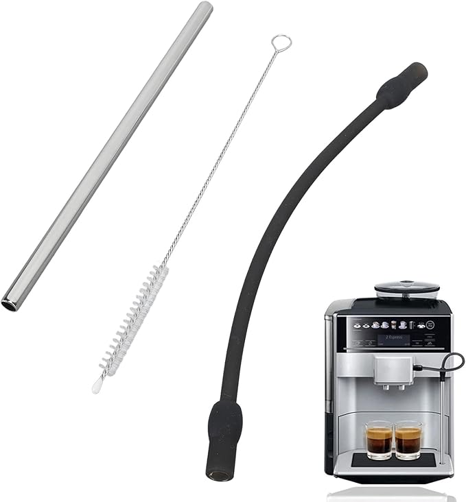 Coffee Machine Replacement Tube, Coffee Machine Replacement Tube Stainless Steel Silicon Milk Hose Coffee Maker Accessories Pipe Coffee Machine Water Hose Cleaning Brush Coffee
