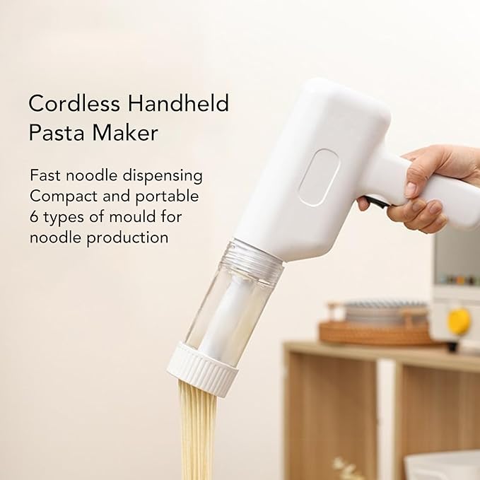 Pasta Maker, Pasta Maker Machine Handheld, Easy to Carry, Pasta Machine ABS Stainless Steel Material, Noodle Maker for 6 Different Pasta Discs Shapes, Pasta Cutter for Home, Yunir1qitfr5wcb