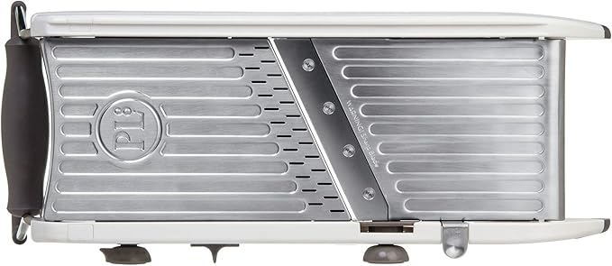 PL8 Professional Mandoline - Versatile Slicer with Adjustable Straight, Waffle, and Julienne Blades, Extra-Wide Stainless Steel Deck, Safety Hand Guard, Non-Skid Feet, and Space-Saving Design
