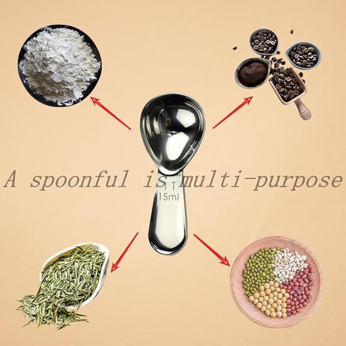 CoaGu 2-Pack Mini Coffee Scoops 15ml - Short Handle Stainless Steel Spoons for Coffee, Baking & Supplements, Non-Slip Grip | Fits Espresso Bags & Spice Containers