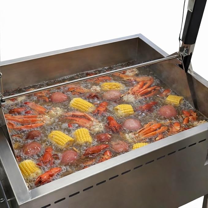 12 Gallon Deep Fryer or Cajun Crawfish Boiler Cart | Multi Purpose | Basket Lift | Portable 4 Wheels | Stainless Steel | Outdoor Propane Frying for Chicken Fish Turkey | Seafood Boil | Patent Pending