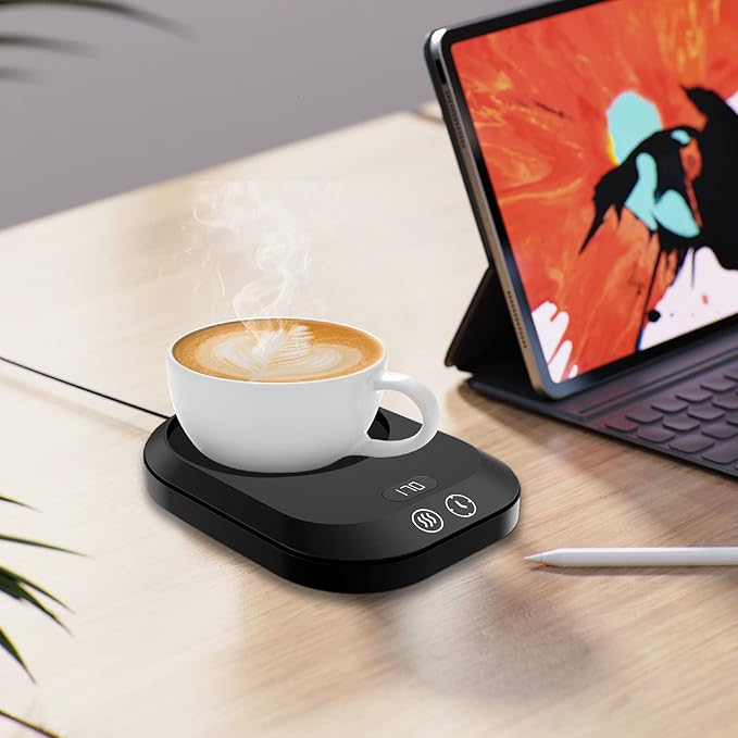 Coffee Mug Warmer for Desk, Electric Coffee Cup Warmer with 3-Temp Settings, Smart Coffee Warmer for Desk Auto Shut Off Timer, Cup Warmer for Desk with TEM/TIME Display, Wax Warmer, Good Gift
