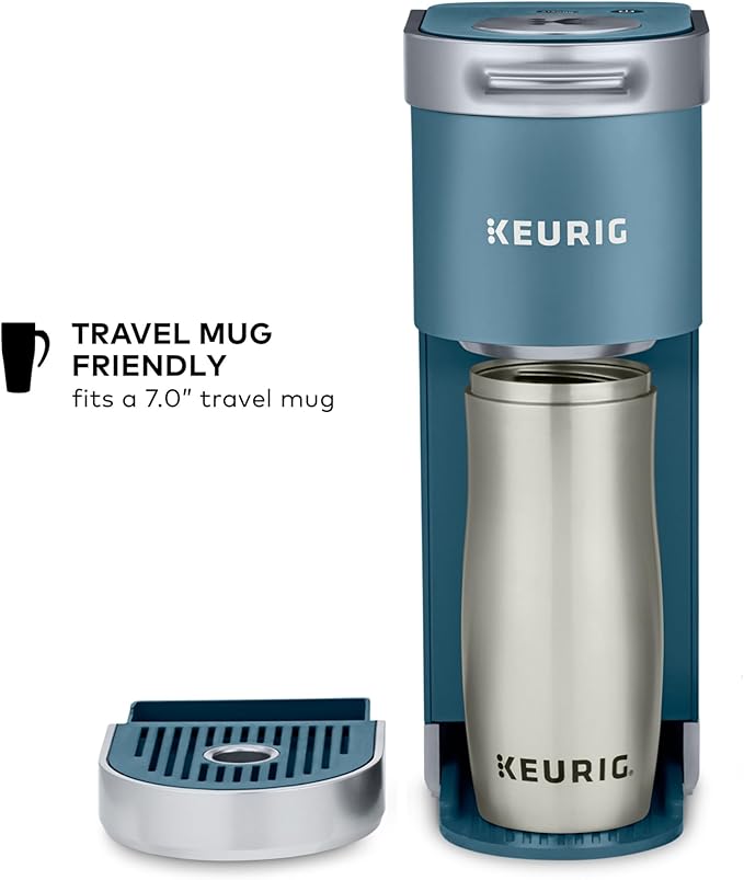 Keurig K-Mini Plus Single Serve K-Cup Pod Coffee Maker, with 6 to 12oz Brew Size, Stores up to 9 K-Cup Pods, Travel Mug Friendly, Evening Teal
