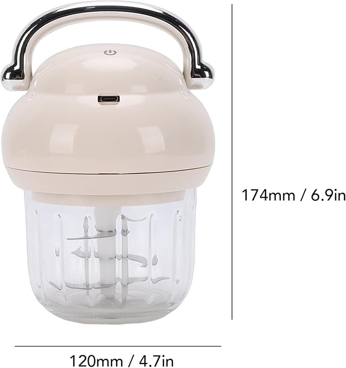 Cordless Baby Food Maker, Electric Garlic Chopper with 350ml Glass Container and 1200mAh Battery, for Preparing Nutritious Meals Fruits Veggies Herbss
